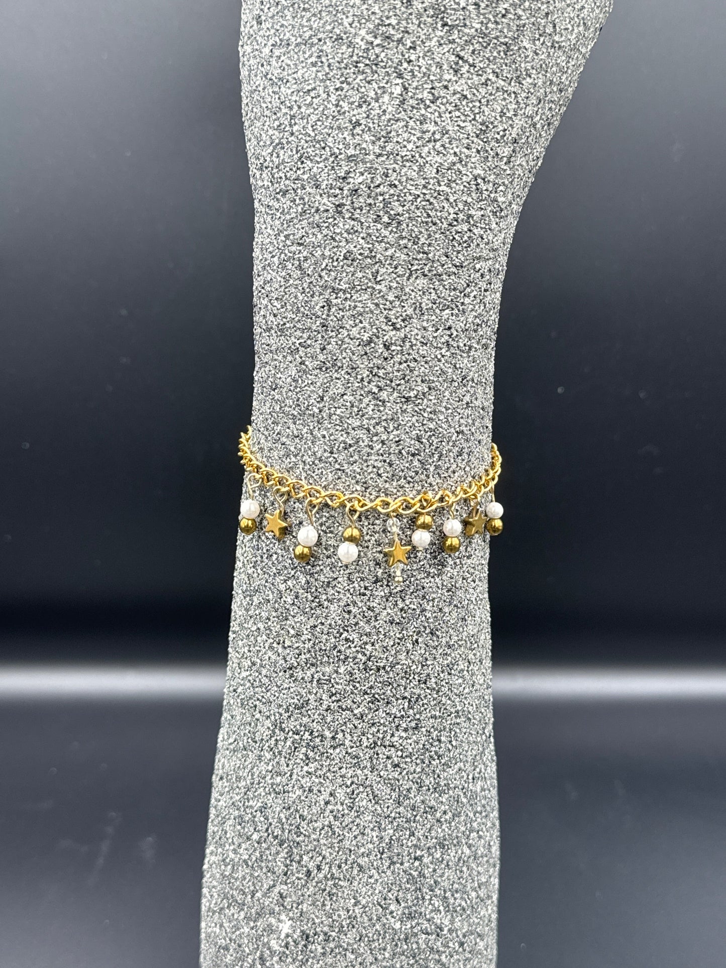 Starry Hematite and Pearl Bracelets