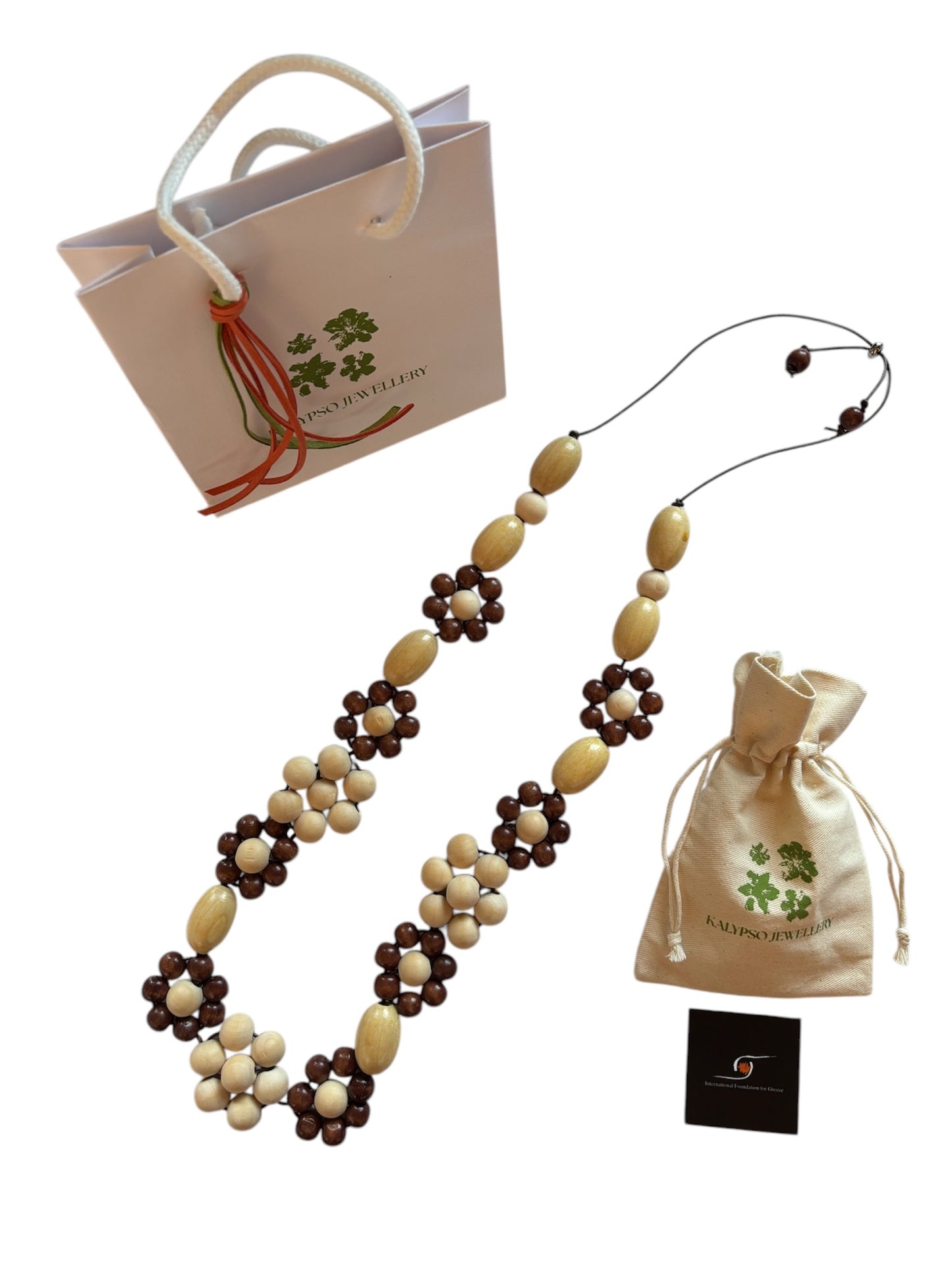 Leather Cord Wooden Beads Necklace