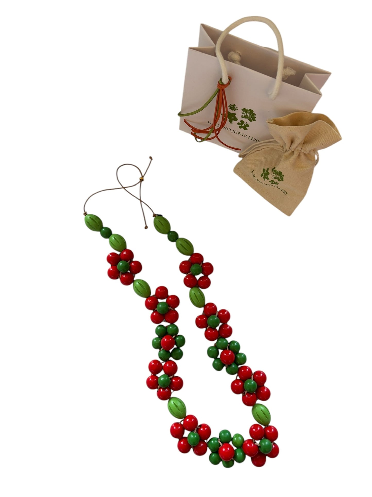 Leather Cord Wooden Beads Necklace