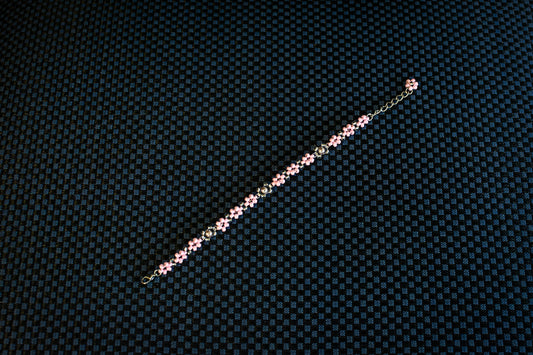 Pink Beaded Daises Bracelets