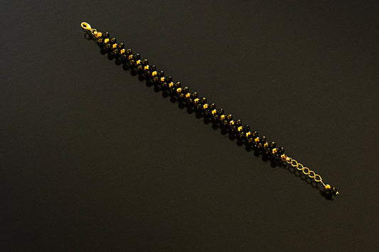 Beaded Black and Gold Hematite Bracelet