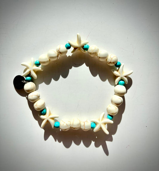 White Starfish Howlite Bracelet
