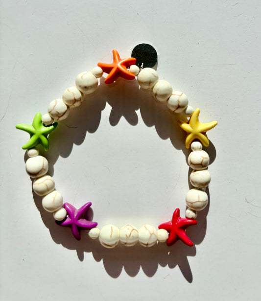 Multi-Colored Stafish White Howlite Bracelet